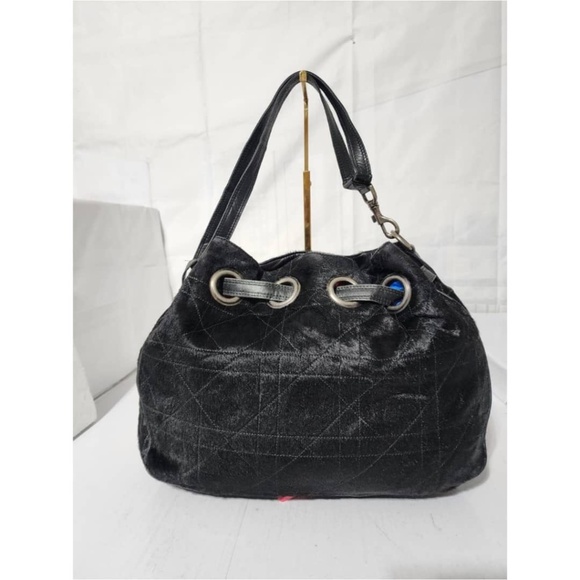 Authentic CHRISTIAN DIOR Quilted Pony Hair Cannage Drawstring Bucket  Bag - Picture 1 of 7
